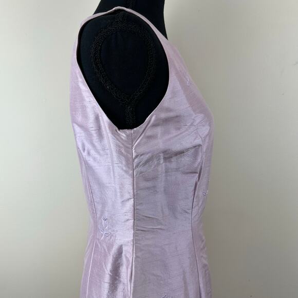 Neiman Marcus Floral Embroidered Silk Sheath Dress Coquette Cottagecore Fairy 6 - Picture 4 of 11